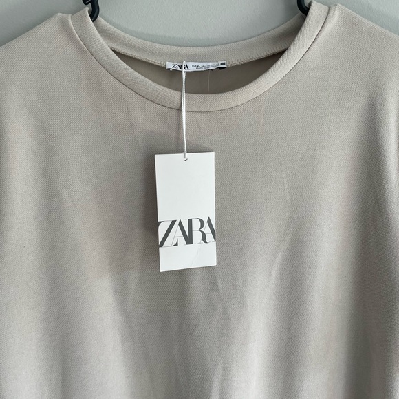 Zara Faux Vegan Suede Shift Mini Dress A Line Short Sleeves Size XL NWT - Picture 4 of 8